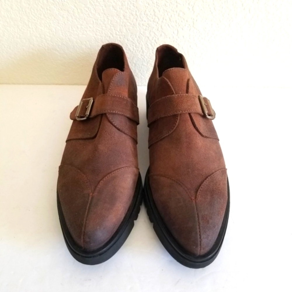 Women's Brown Handmade Leather  Nubuck Shoes Sz 8 - Picture 3 of 6